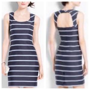 🌿Ann Taylor Navy Striped Open Back Sheath